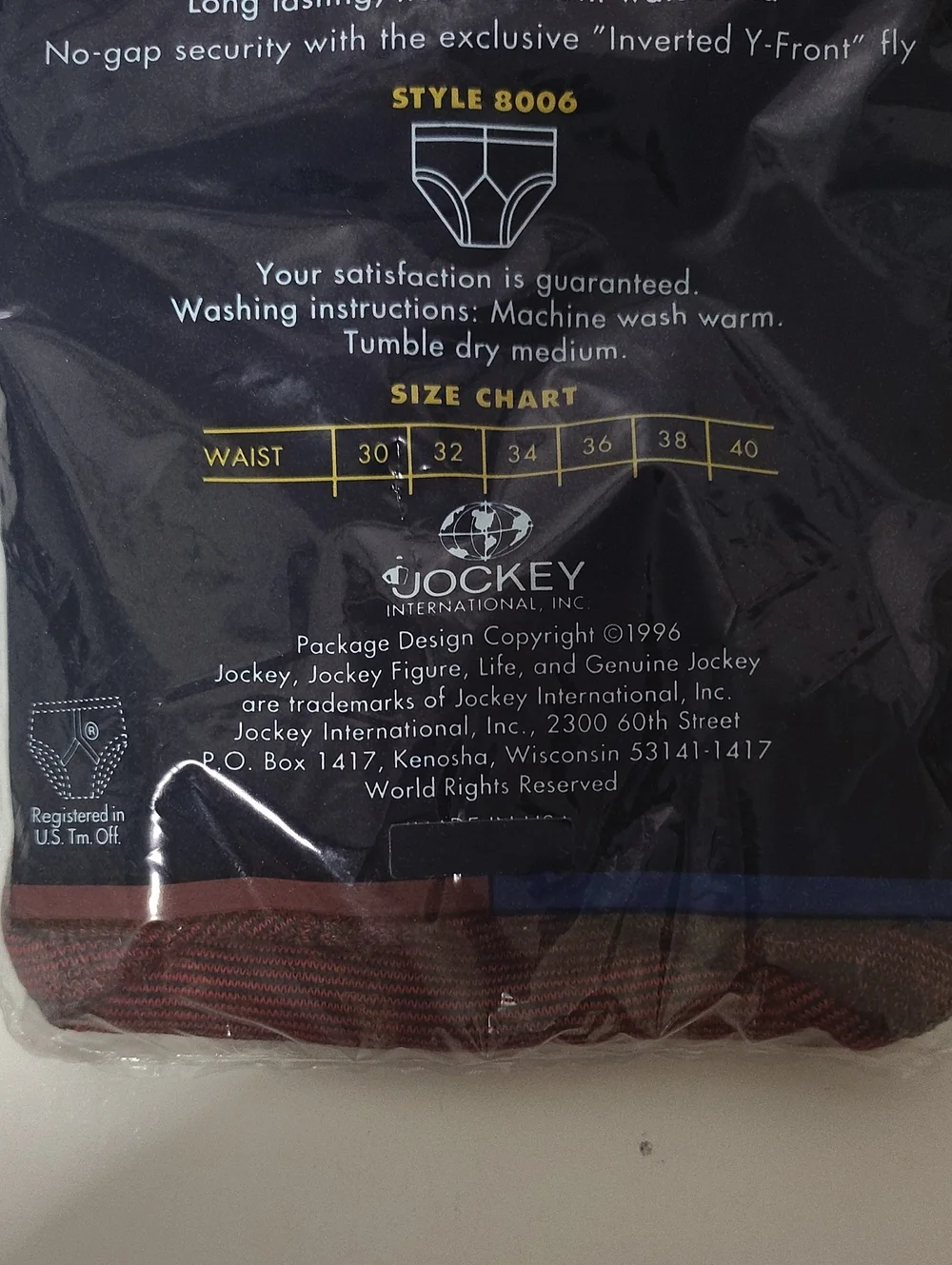 Vintage 1996 Jockey Life Men's Low-Rise Briefs - 1 Pair - Size 32